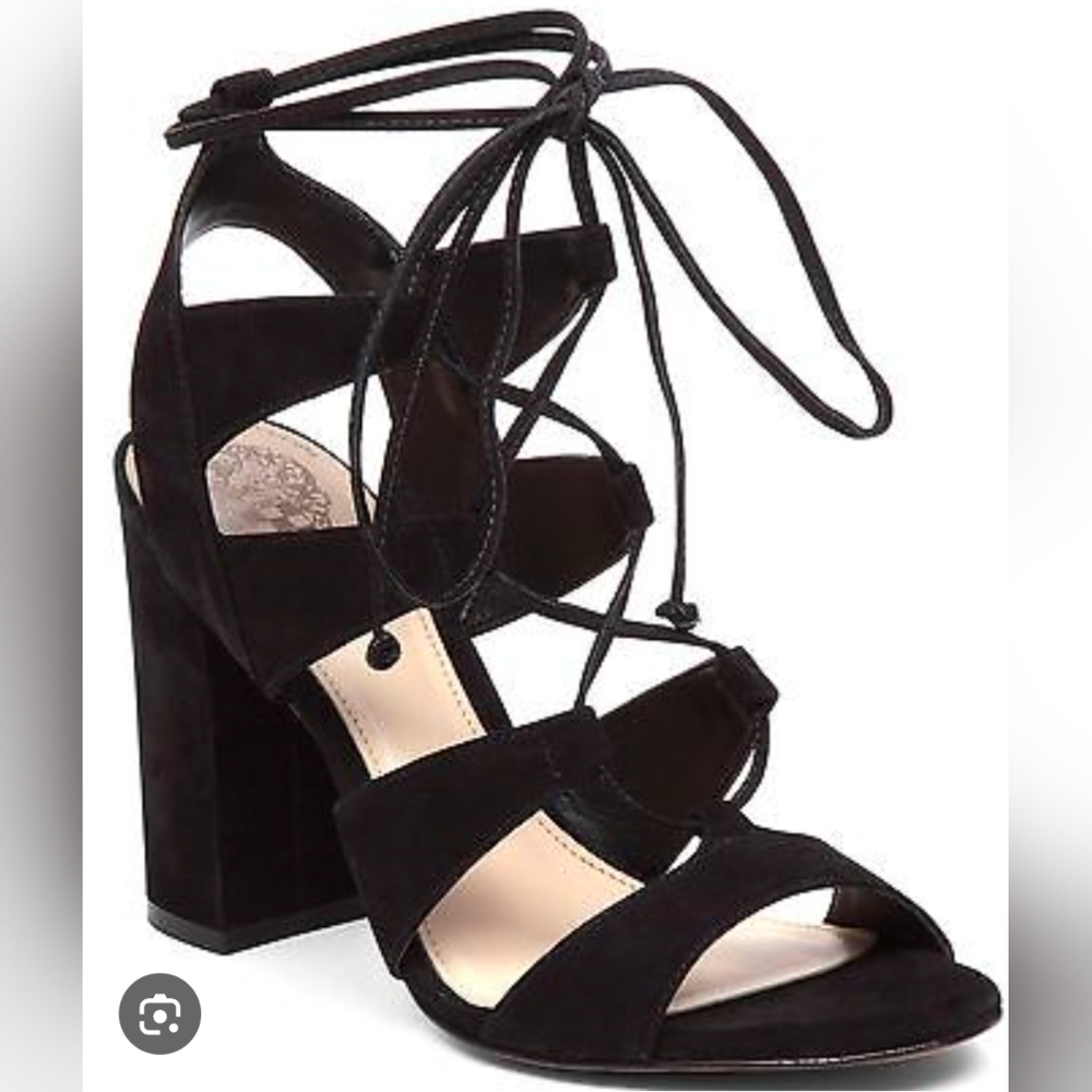 Vince Camuto Black Strappy Lace Up Heels